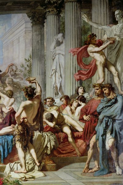 Los romanos de la decadencia, detalle del grupo de la derecha, 1847 (detalle) de Thomas Couture